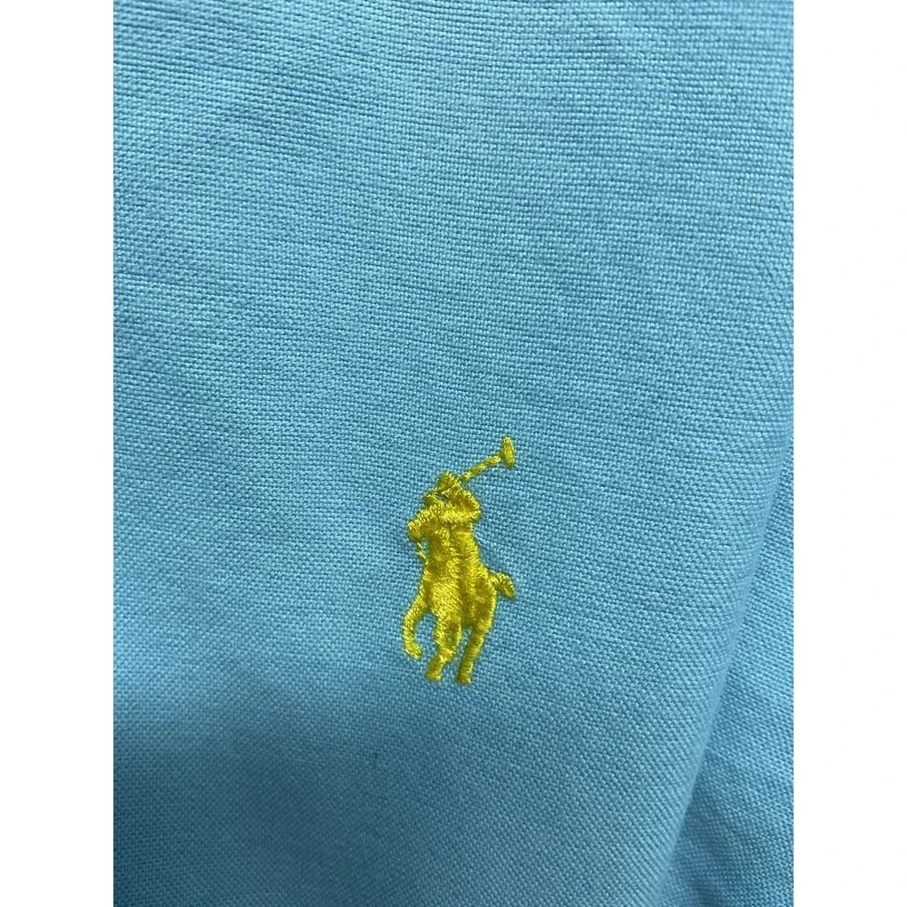 Polo Ralph Lauren Shirt Mens 3XB Blue Button Down Yellow Pony Cotton Long Sleeve
